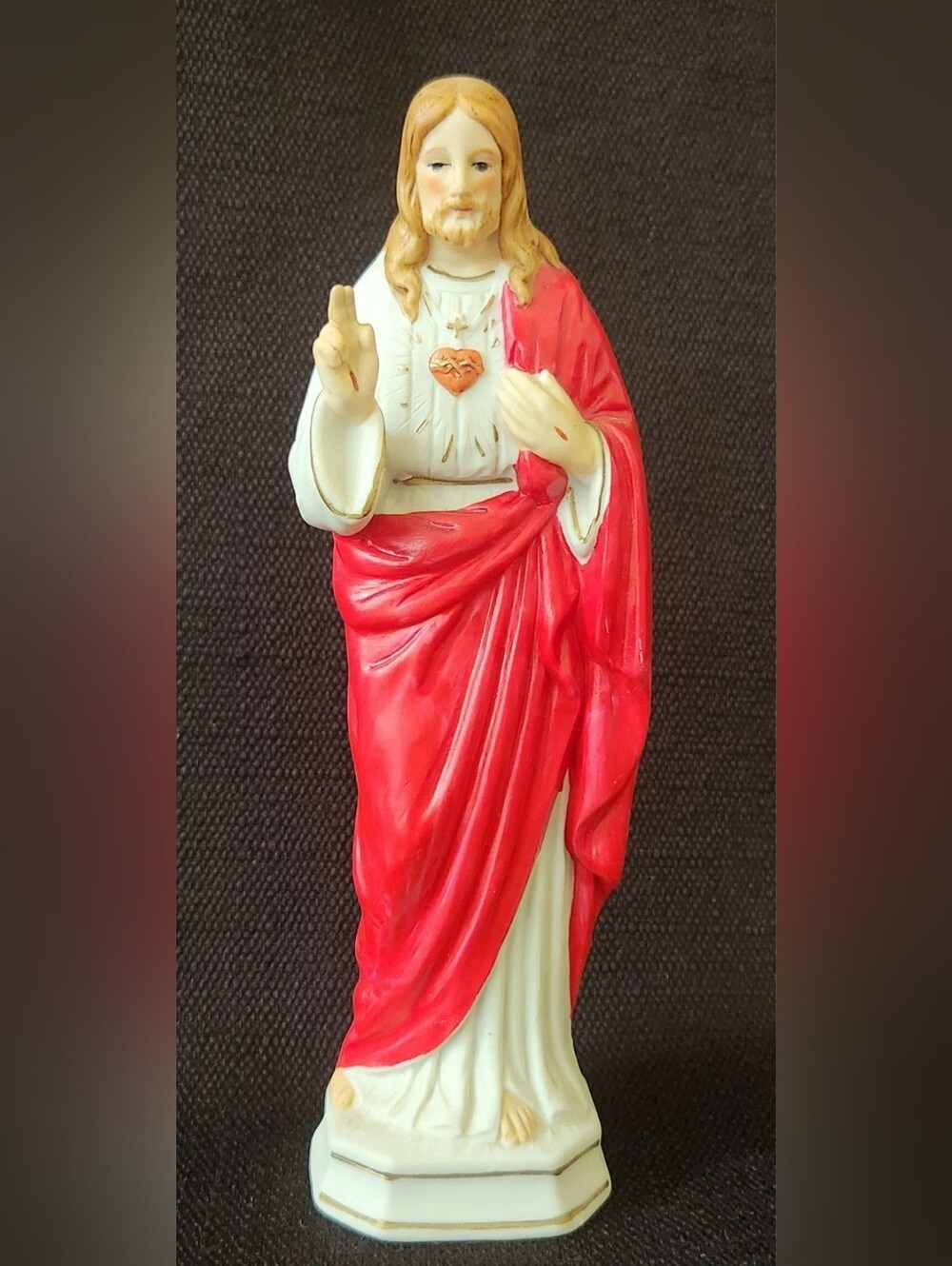 Vintage Roman Inc. Sacred Heart of Jesus 7" Statue Ceramic Figurine Japan